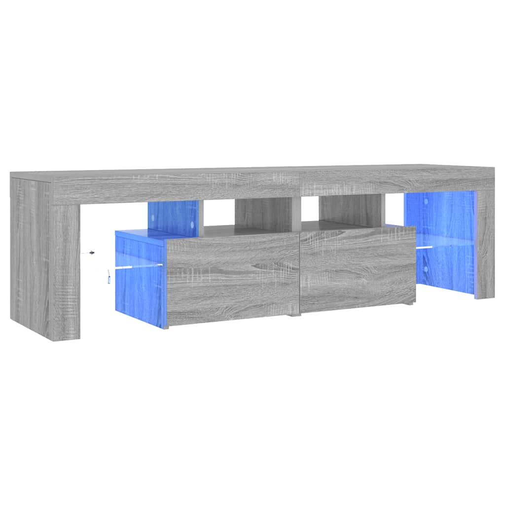 vidaXL Szafka TV z oświetleniem LED, szary dąb sonoma, 140x36,5x40 cm