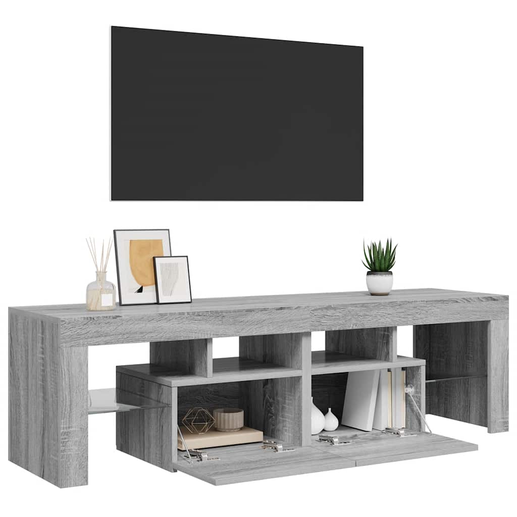 vidaXL Szafka TV z oświetleniem LED, szary dąb sonoma, 140x36,5x40 cm