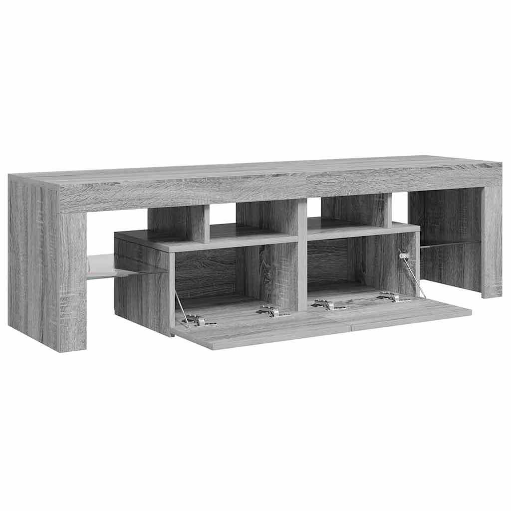 vidaXL Szafka TV z oświetleniem LED, szary dąb sonoma, 140x36,5x40 cm