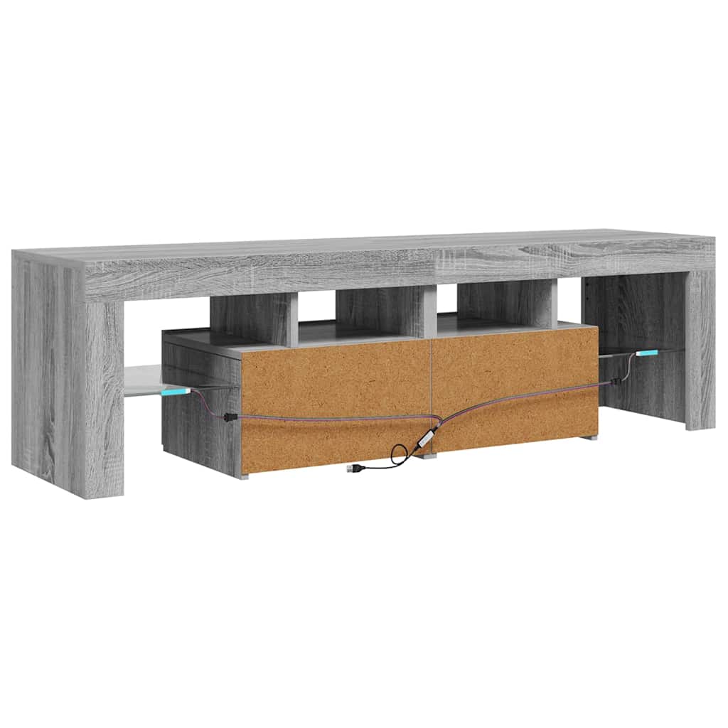vidaXL Szafka TV z oświetleniem LED, szary dąb sonoma, 140x36,5x40 cm