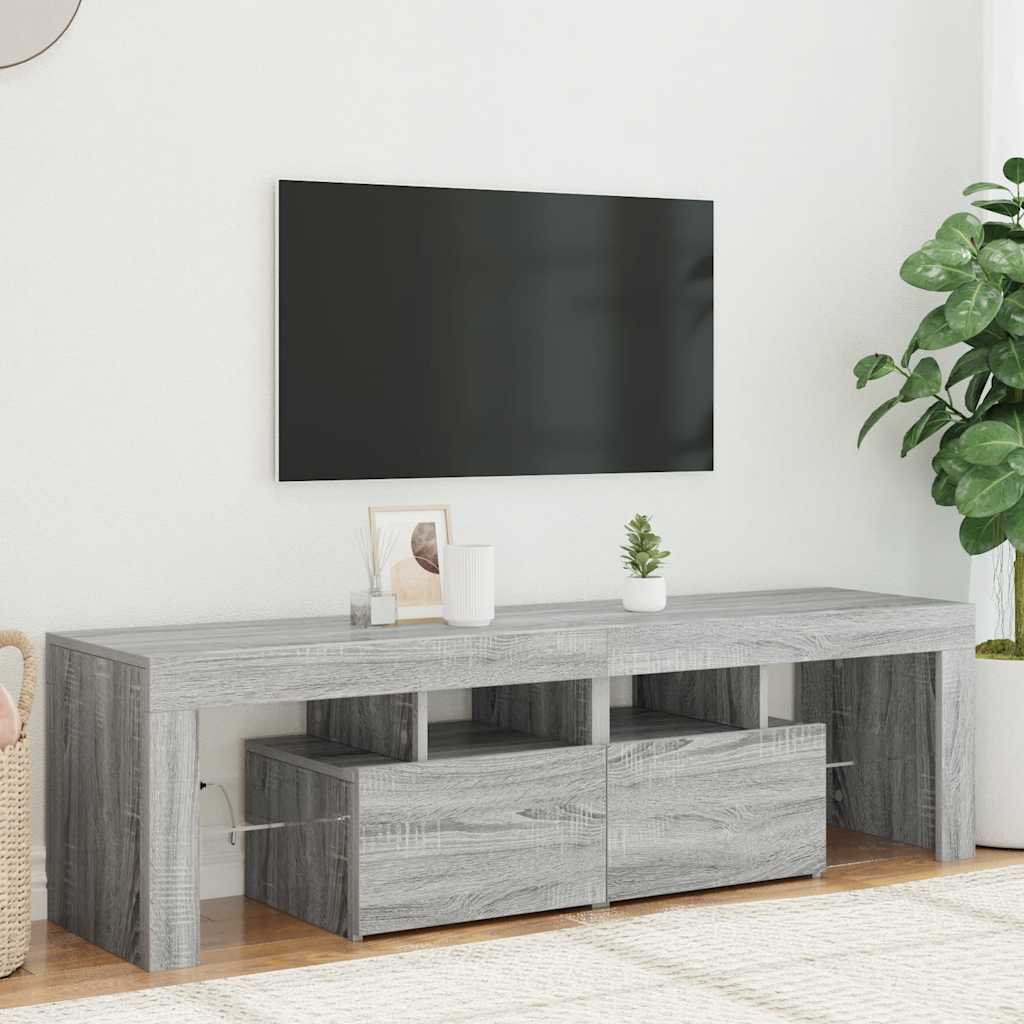 vidaXL Szafka TV z oświetleniem LED, szary dąb sonoma, 140x36,5x40 cm