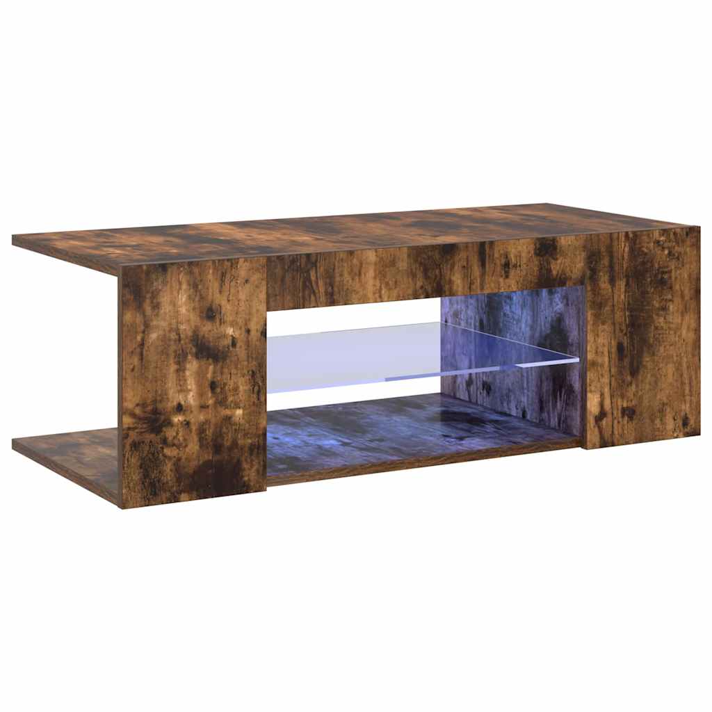 vidaXL Szafka pod TV z oświetleniem LED, przydymiony dąb, 90x39x30 cm
