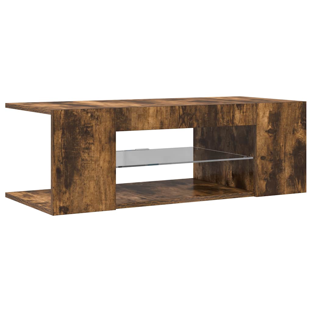 vidaXL Szafka pod TV z oświetleniem LED, przydymiony dąb, 90x39x30 cm