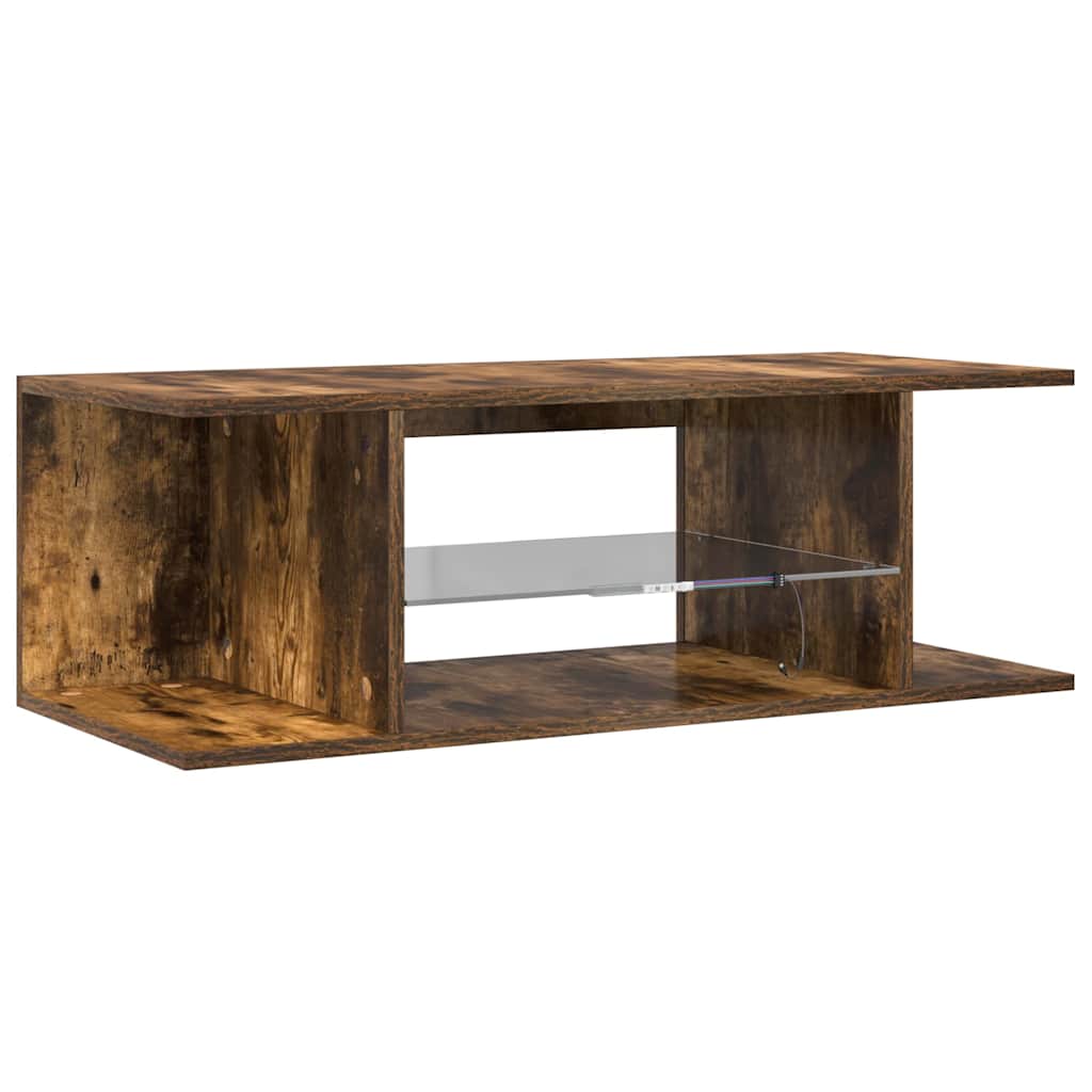 vidaXL Szafka pod TV z oświetleniem LED, przydymiony dąb, 90x39x30 cm