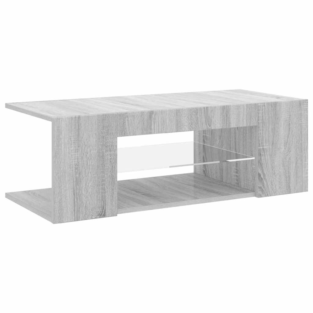 vidaXL Szafka pod TV z oświetleniem LED, szary dąb sonoma, 90x39x30 cm