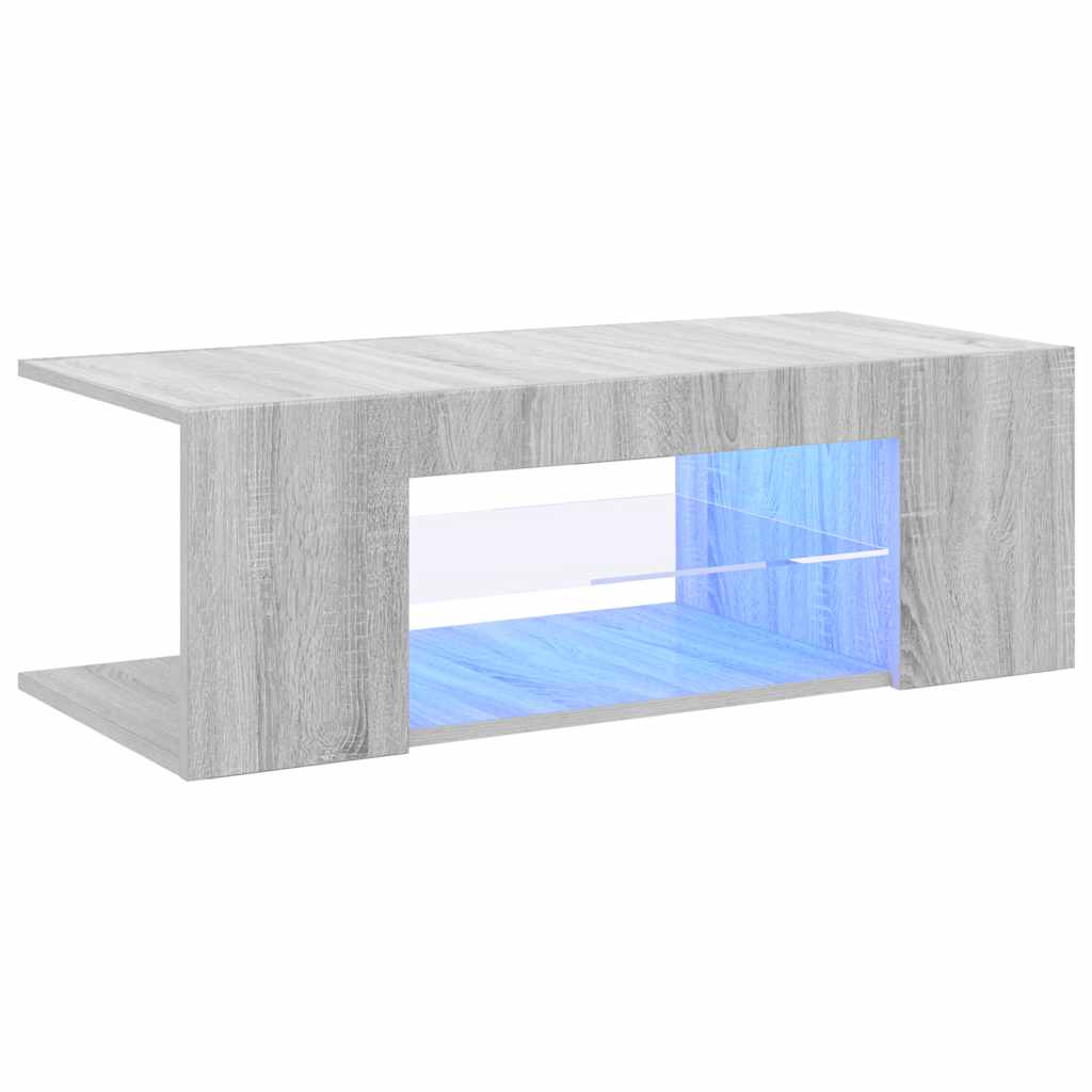 vidaXL Szafka pod TV z oświetleniem LED, szary dąb sonoma, 90x39x30 cm