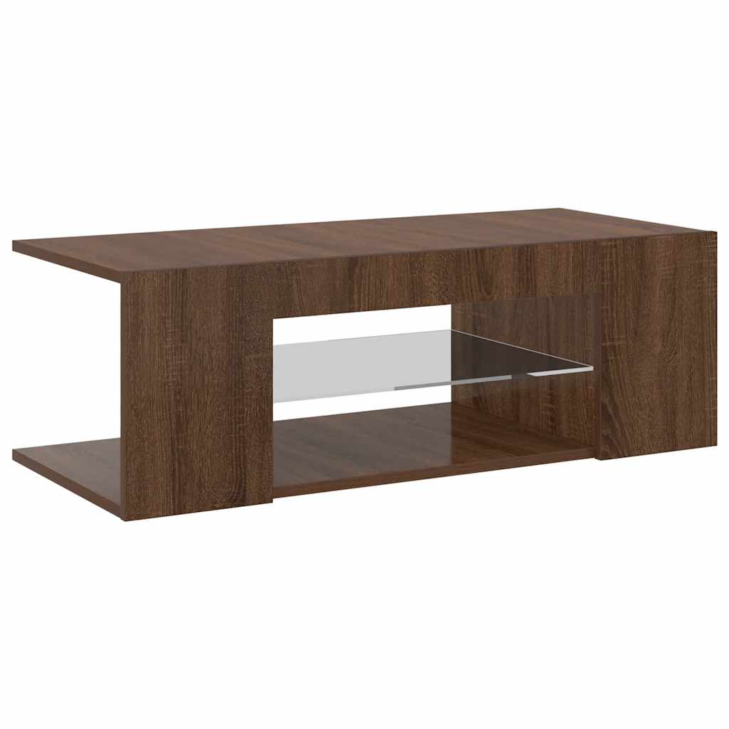 vidaXL Szafka TV z oświetleniem LED, brązowy dąb, 90x39x30 cm
