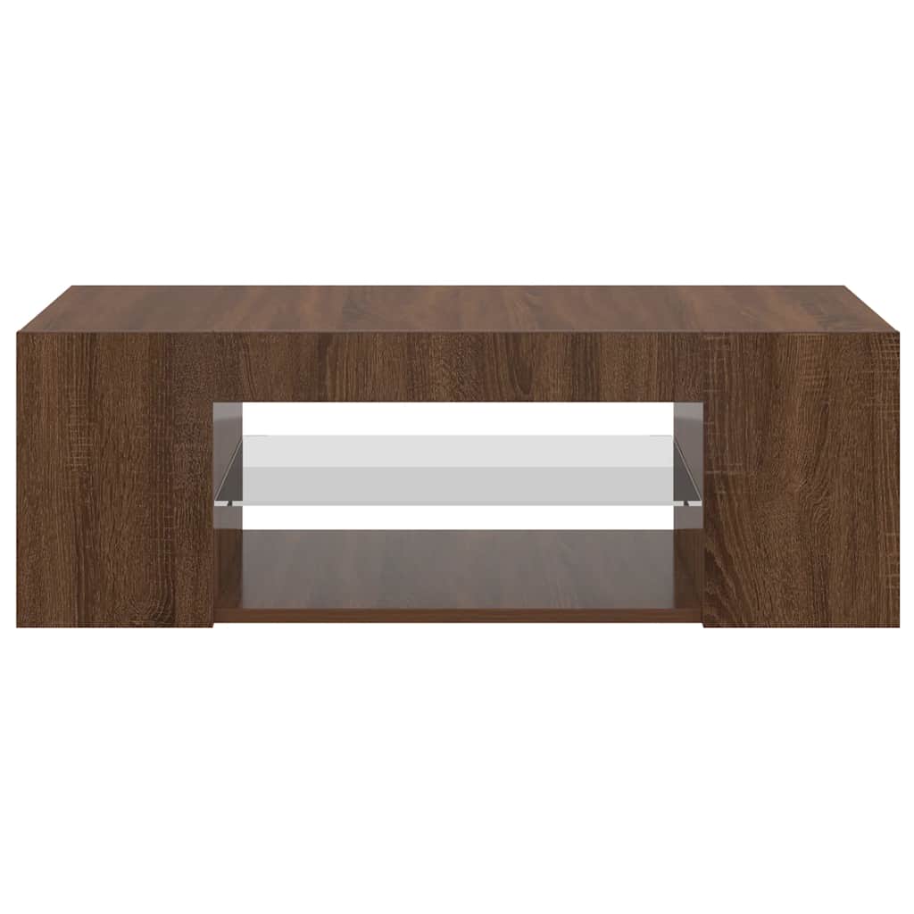 vidaXL Szafka TV z oświetleniem LED, brązowy dąb, 90x39x30 cm