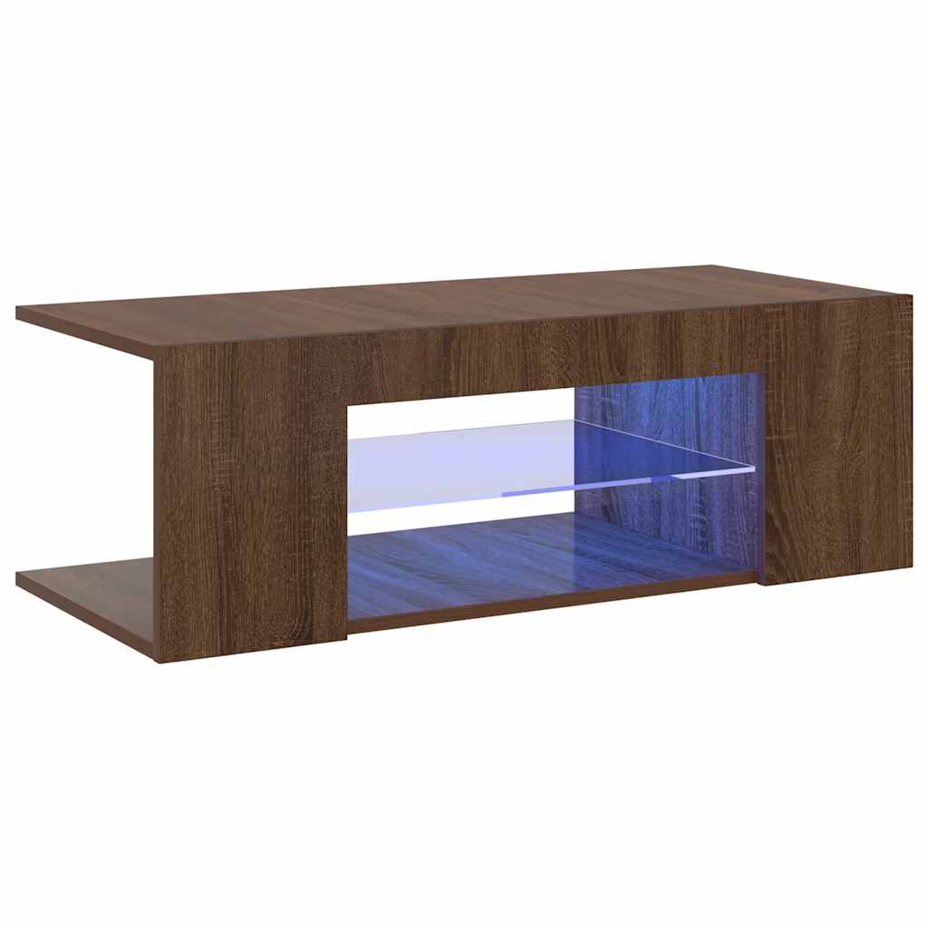 vidaXL Szafka TV z oświetleniem LED, brązowy dąb, 90x39x30 cm