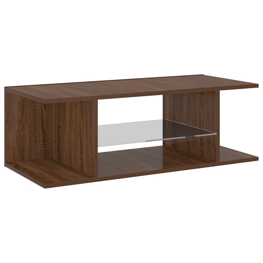 vidaXL Szafka TV z oświetleniem LED, brązowy dąb, 90x39x30 cm