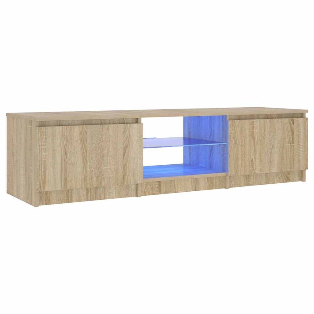 vidaXL Szafka pod TV, z LED, przydymiony dąb, 140 x 40 x 36 cm
