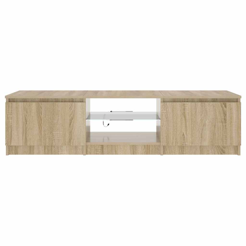 vidaXL Szafka pod TV, z LED, przydymiony dąb, 140 x 40 x 36 cm