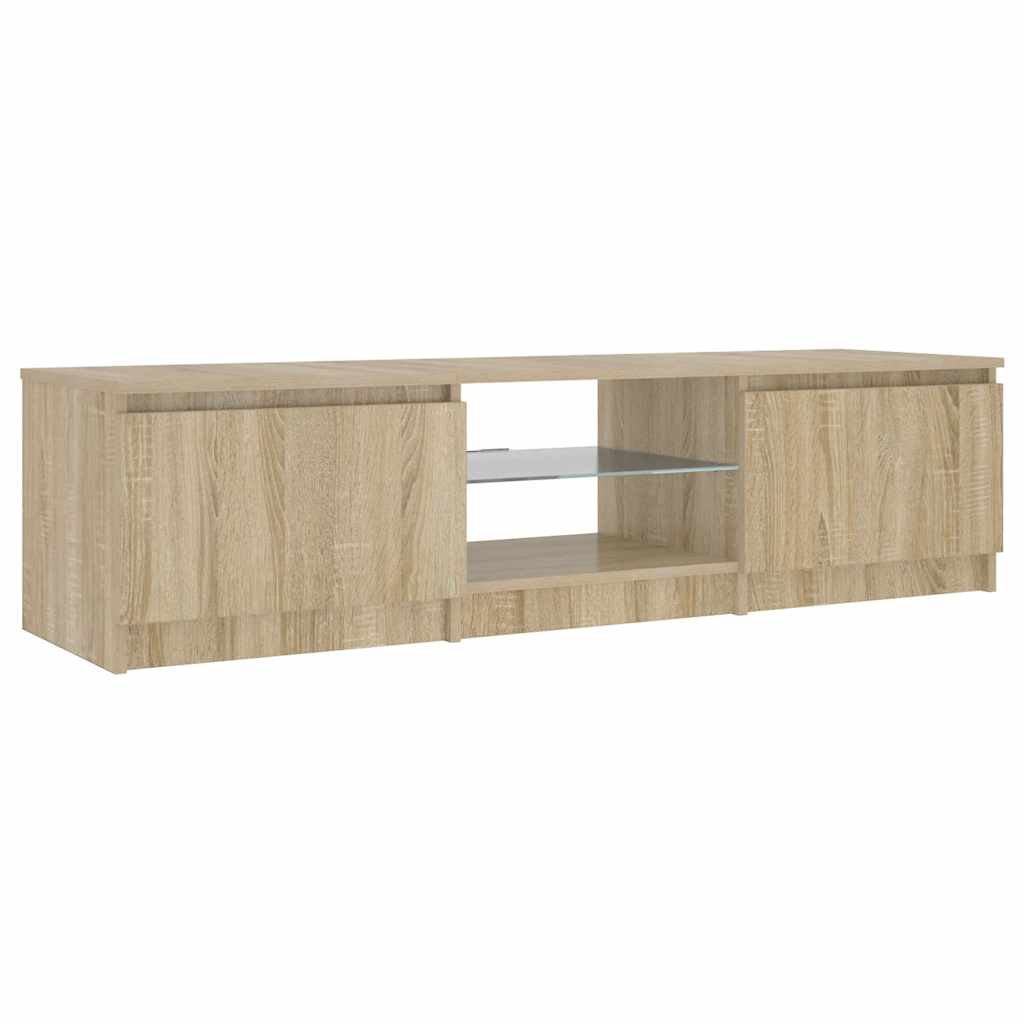 vidaXL Szafka pod TV, z LED, przydymiony dąb, 140 x 40 x 36 cm