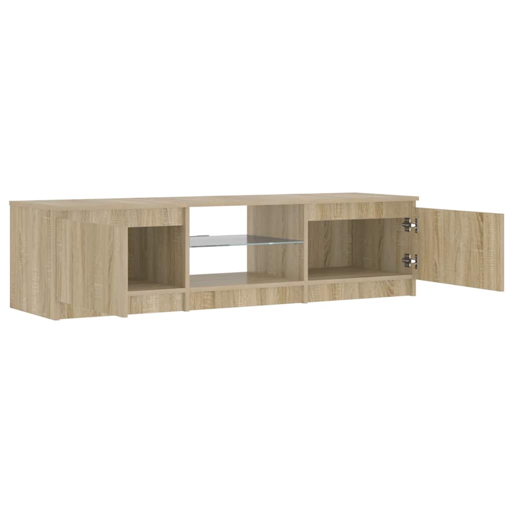 vidaXL Szafka pod TV, z LED, przydymiony dąb, 140 x 40 x 36 cm