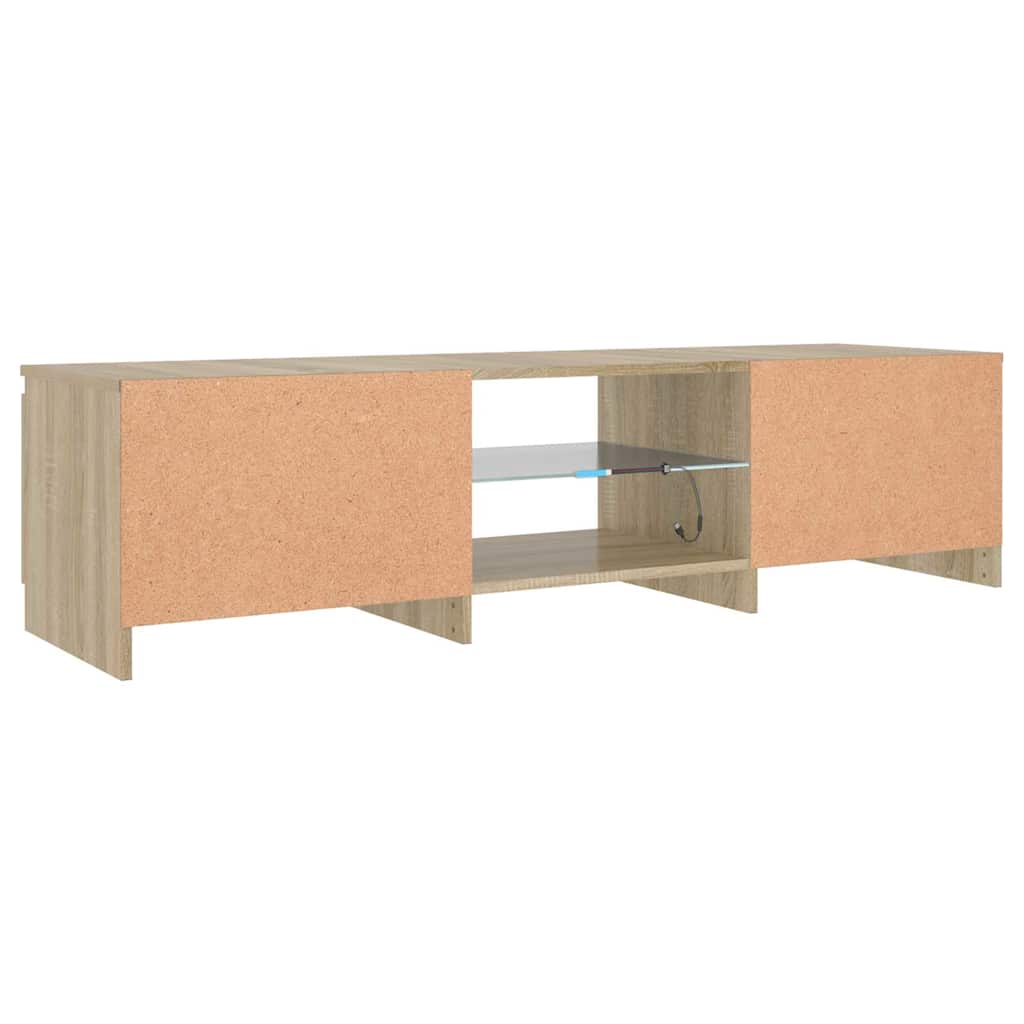 vidaXL Szafka pod TV, z LED, przydymiony dąb, 140 x 40 x 36 cm