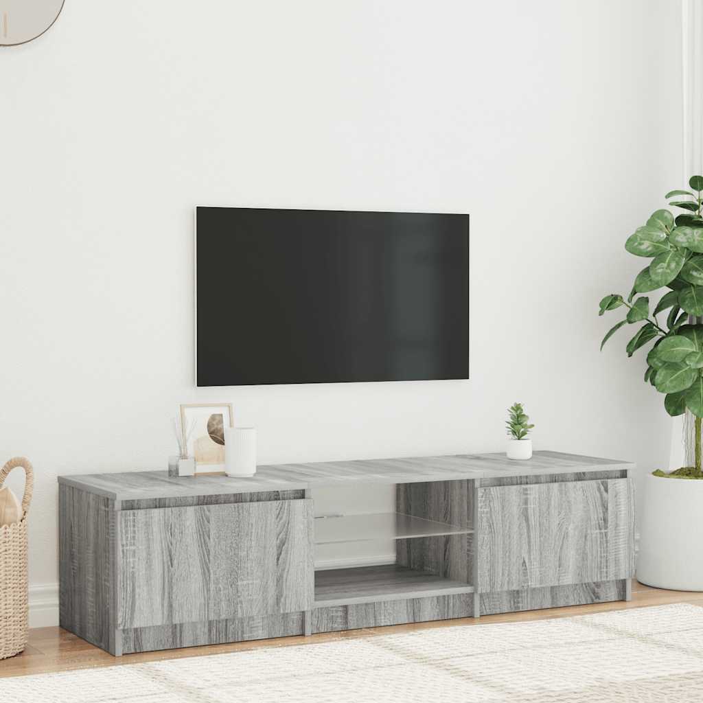 vidaXL Szafka pod TV, z LED, szary dąb sonoma, 140x40x36 cm