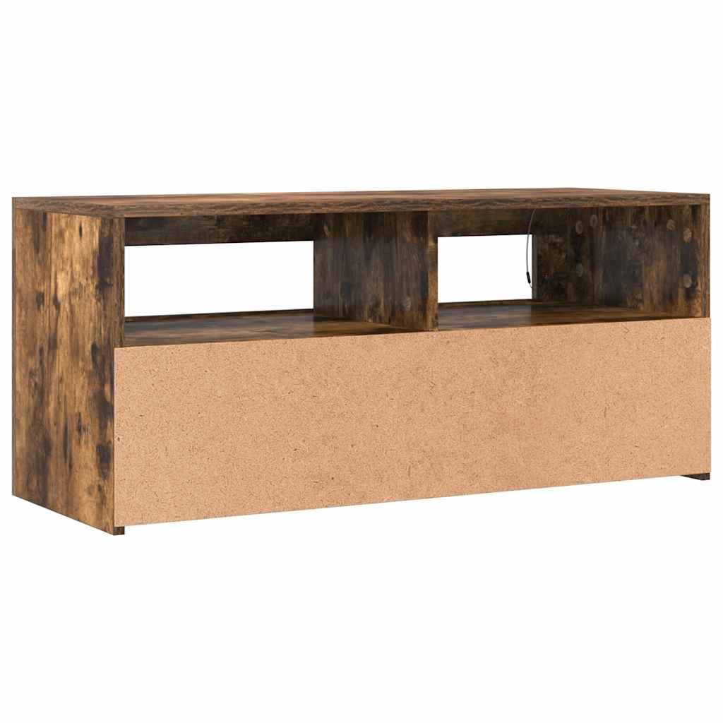 vidaXL Szafka pod TV z oświetleniem LED, przydymiony dąb, 90x35x40 cm