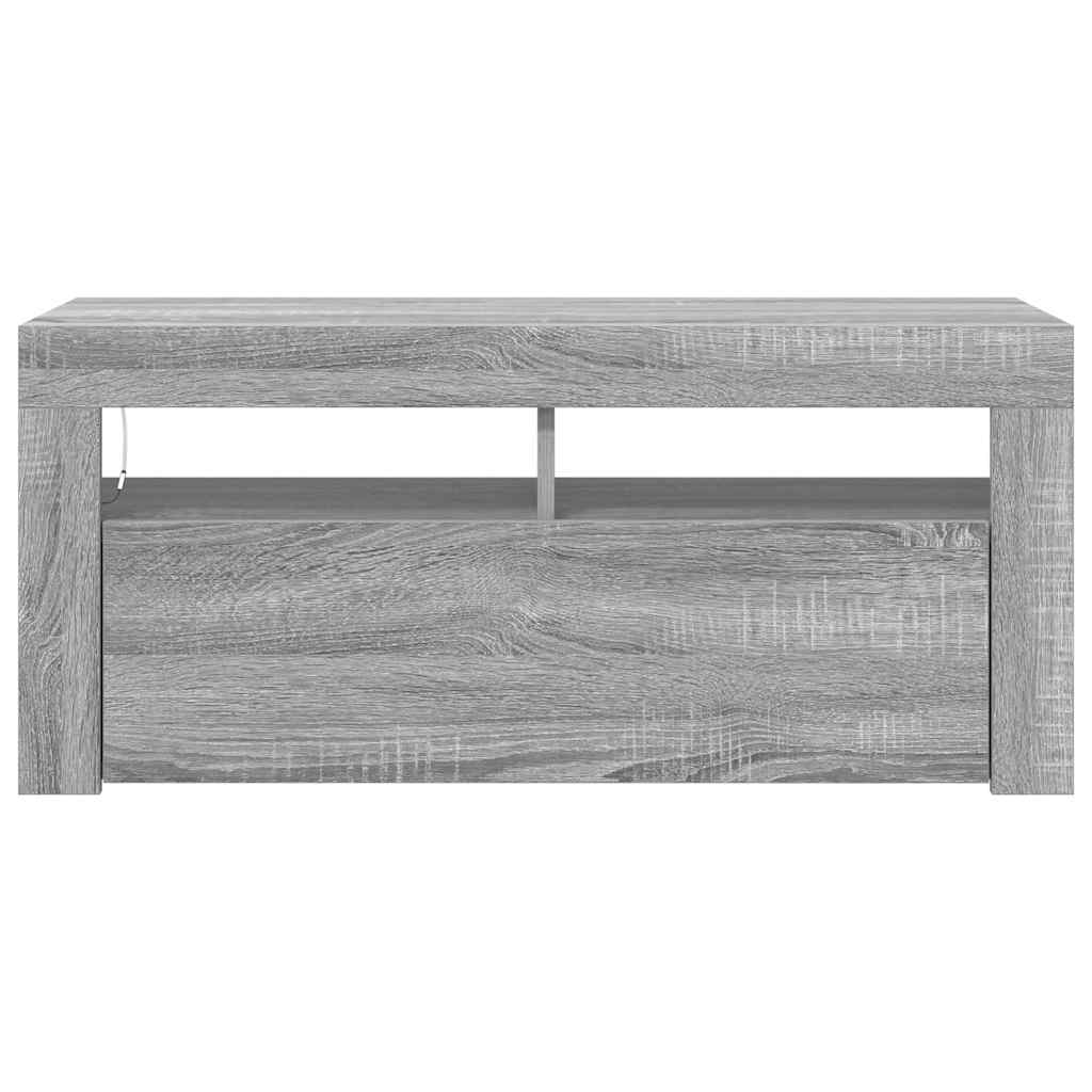 vidaXL Szafka pod TV z oświetleniem LED, szary dąb sonoma, 90x35x40 cm