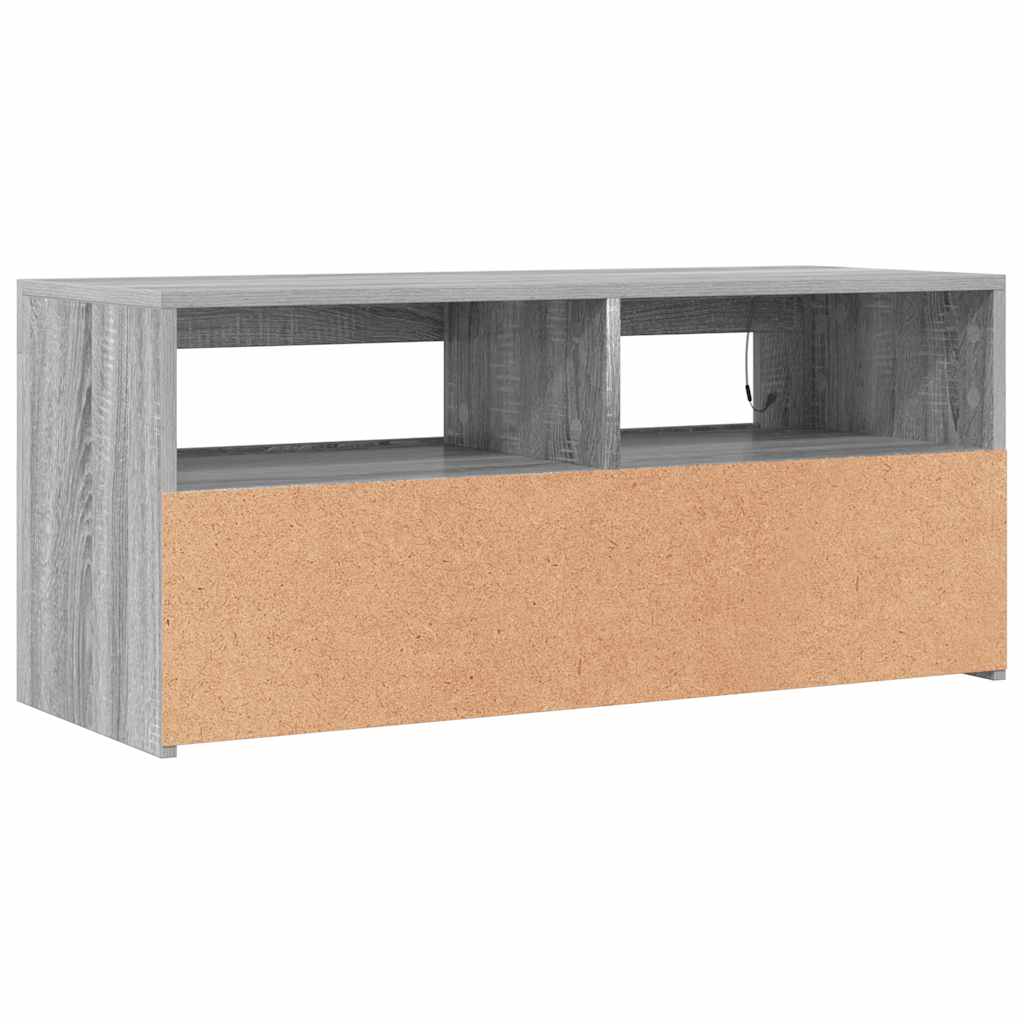 vidaXL Szafka pod TV z oświetleniem LED, szary dąb sonoma, 90x35x40 cm