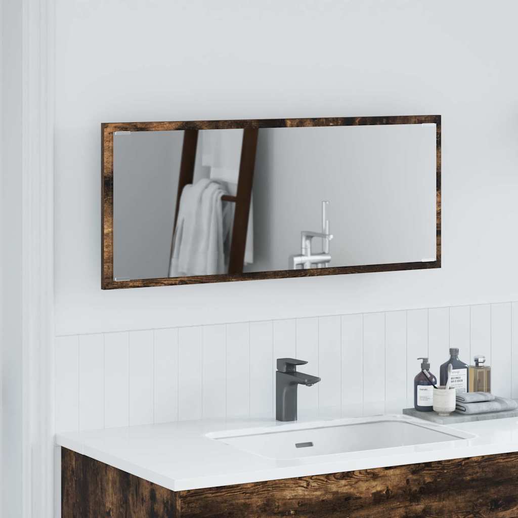 vidaXL Lustro Dąb wędzony 90 x 8,5 x 37 cm Materiał drewnopochodny