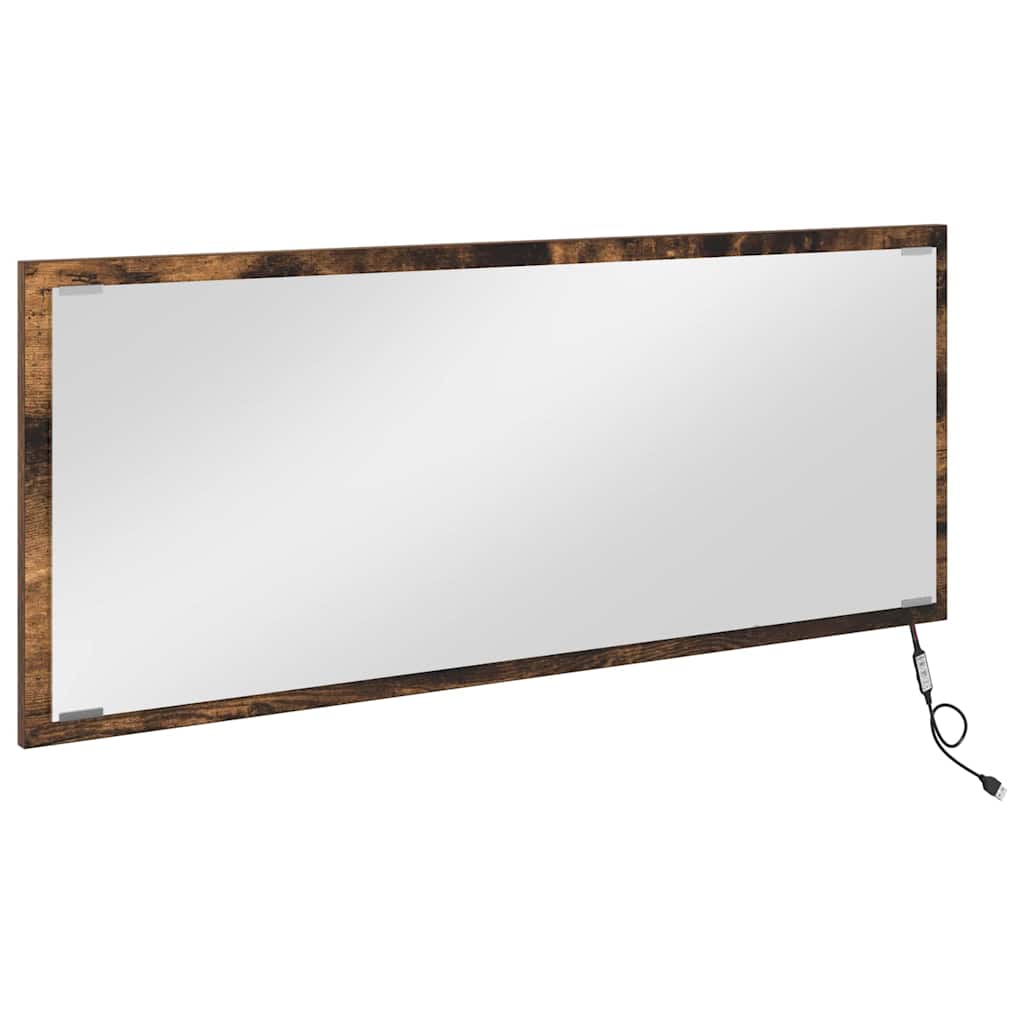 vidaXL Lustro Dąb wędzony 90 x 8,5 x 37 cm Materiał drewnopochodny