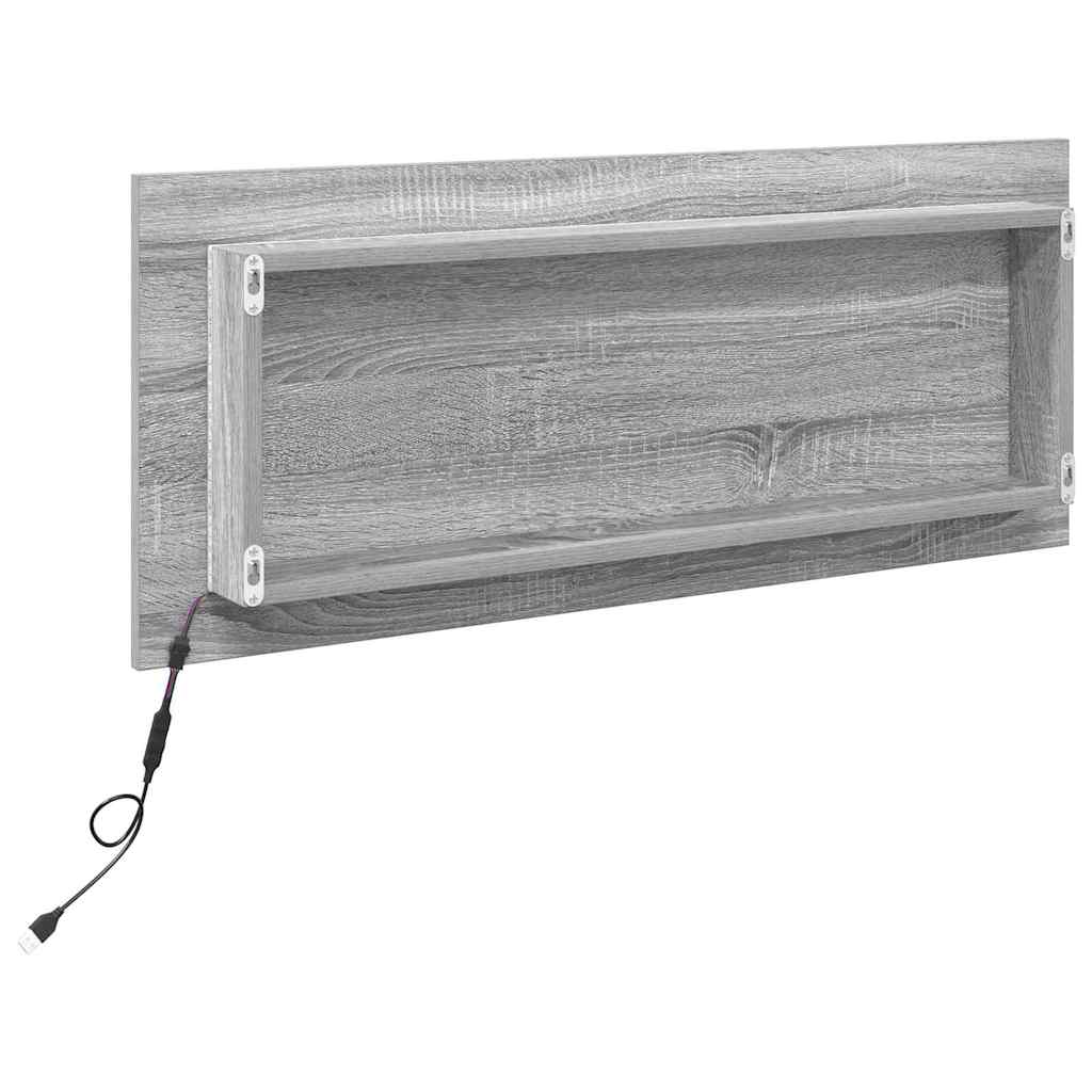 vidaXL Lustro Szary Sonoma 90 x 8,5 x 37 cm Materiał drewnopochodny
