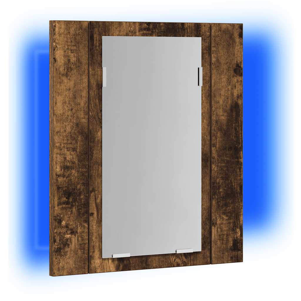 vidaXL Szafka łazienkowa z lustrem i LED, przydymiony dąb, 40x12x45 cm
