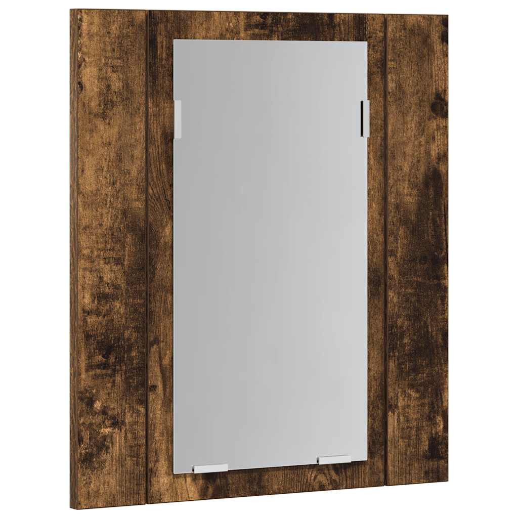 vidaXL Szafka łazienkowa z lustrem i LED, przydymiony dąb, 40x12x45 cm