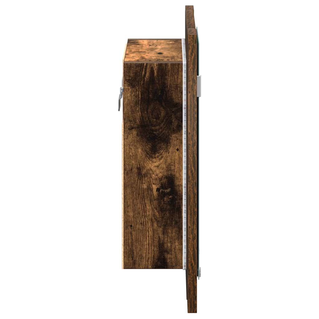 vidaXL Szafka łazienkowa z lustrem i LED, przydymiony dąb, 40x12x45 cm
