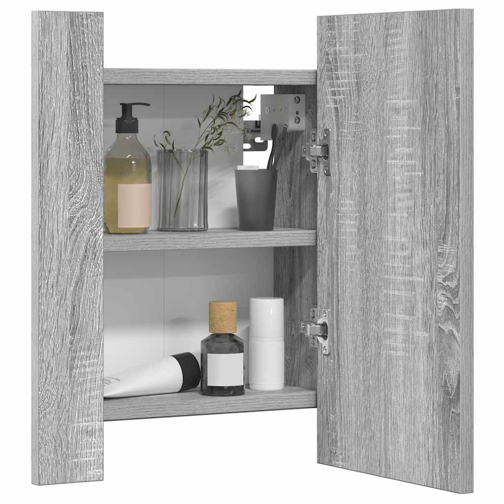 vidaXL Szafka łazienkowa z lustrem i LED, szary dąb sonoma 40x12x45 cm