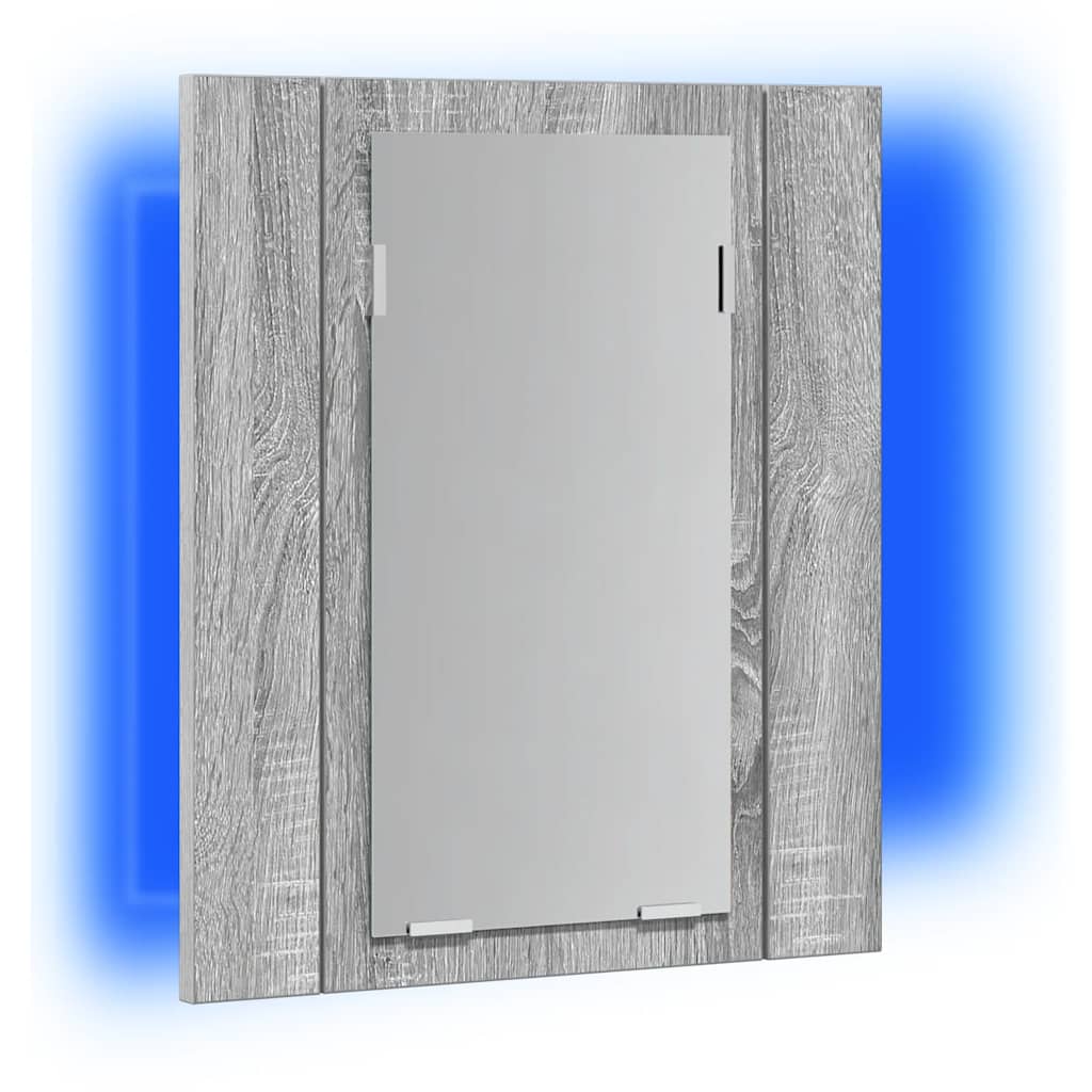 vidaXL Szafka łazienkowa z lustrem i LED, szary dąb sonoma 40x12x45 cm