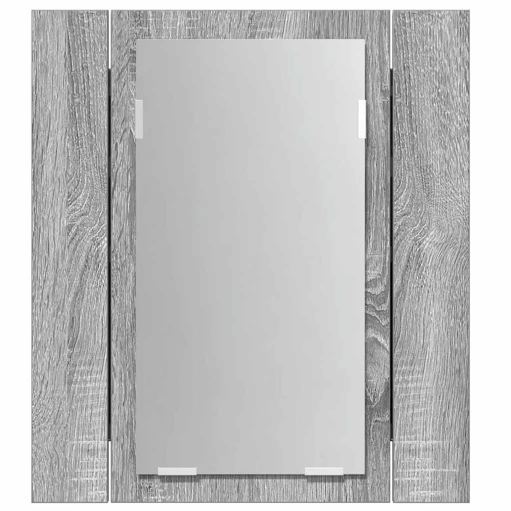 vidaXL Szafka łazienkowa z lustrem i LED, szary dąb sonoma 40x12x45 cm