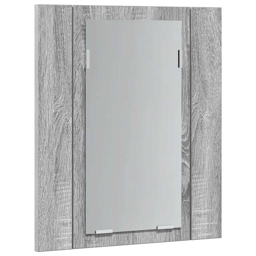 vidaXL Szafka łazienkowa z lustrem i LED, szary dąb sonoma 40x12x45 cm