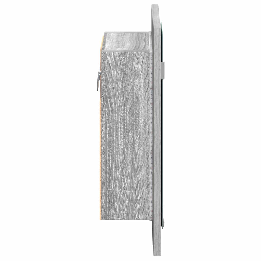 vidaXL Szafka łazienkowa z lustrem i LED, szary dąb sonoma 40x12x45 cm