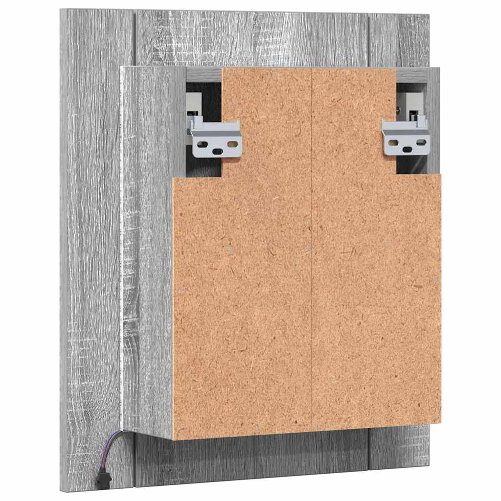 vidaXL Szafka łazienkowa z lustrem i LED, szary dąb sonoma 40x12x45 cm