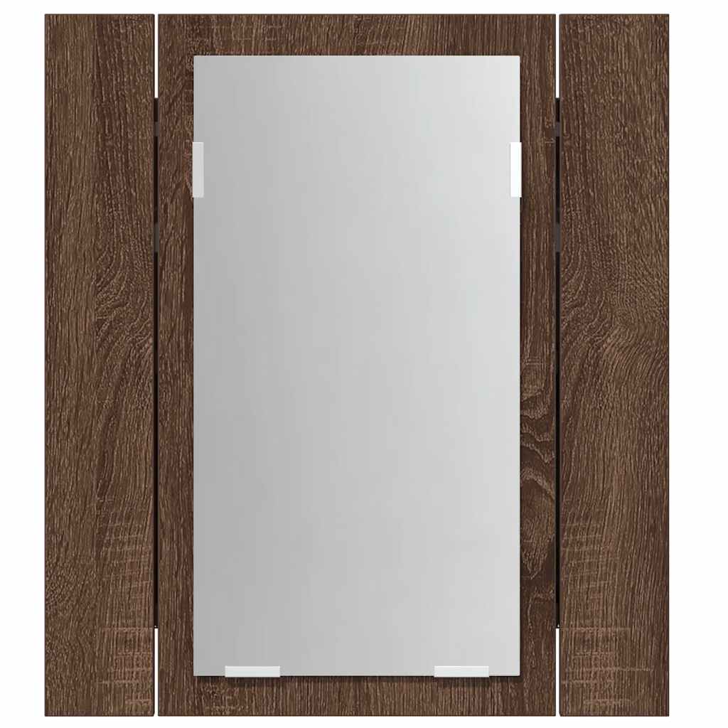 vidaXL Szafka łazienkowa z lustrem i LED, brązowy dąb, 40x12x45 cm