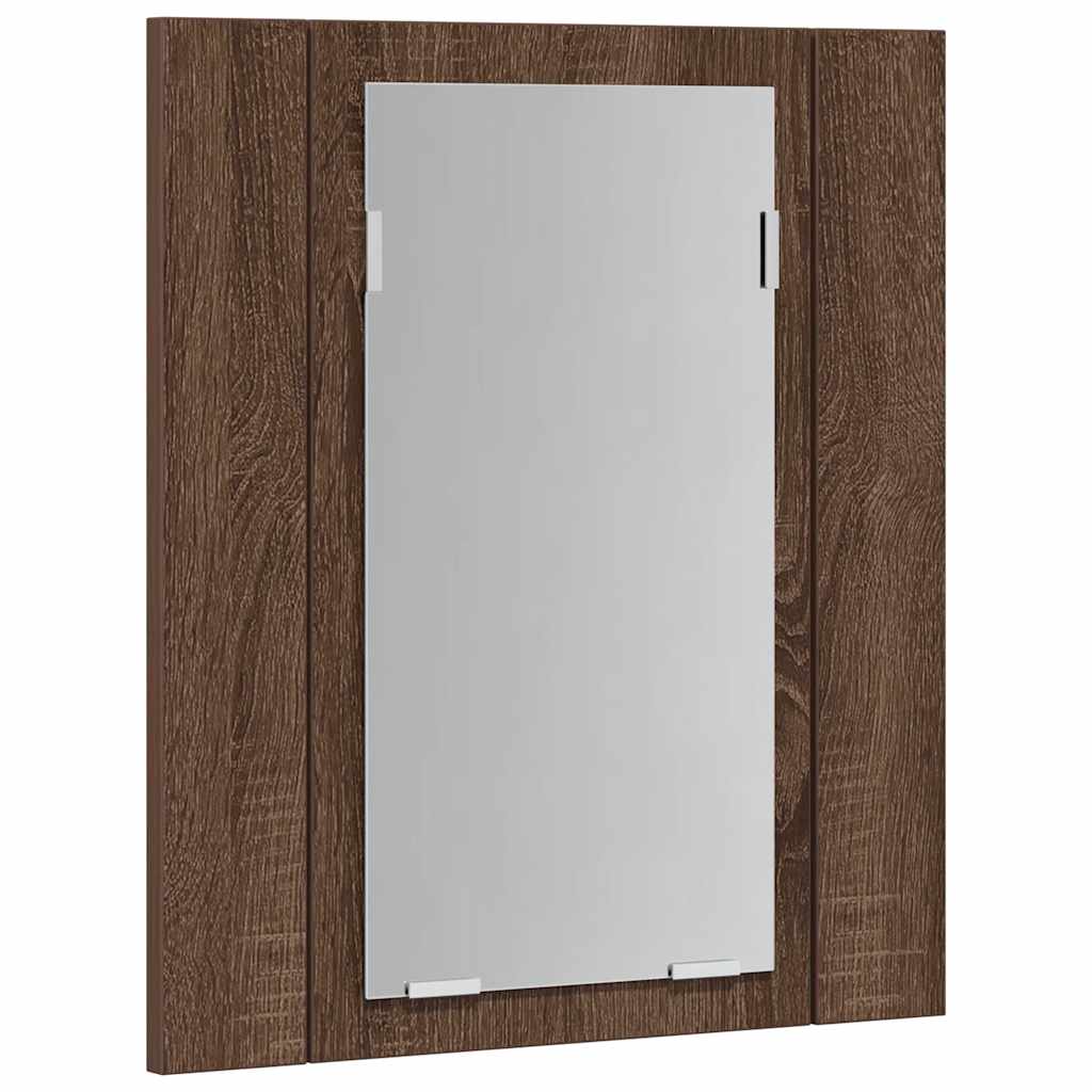 vidaXL Szafka łazienkowa z lustrem i LED, brązowy dąb, 40x12x45 cm