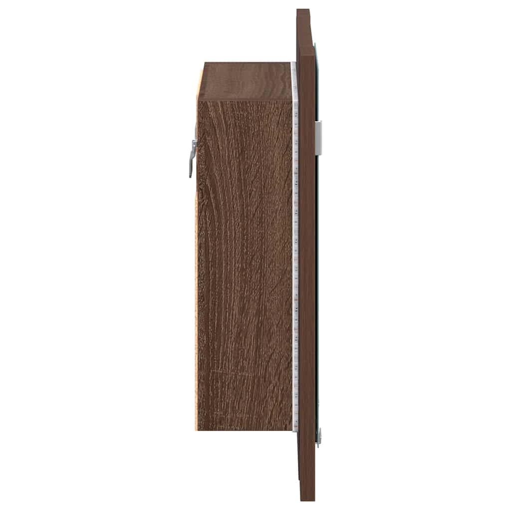 vidaXL Szafka łazienkowa z lustrem i LED, brązowy dąb, 40x12x45 cm