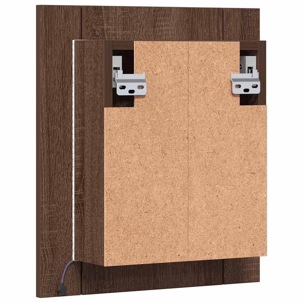 vidaXL Szafka łazienkowa z lustrem i LED, brązowy dąb, 40x12x45 cm
