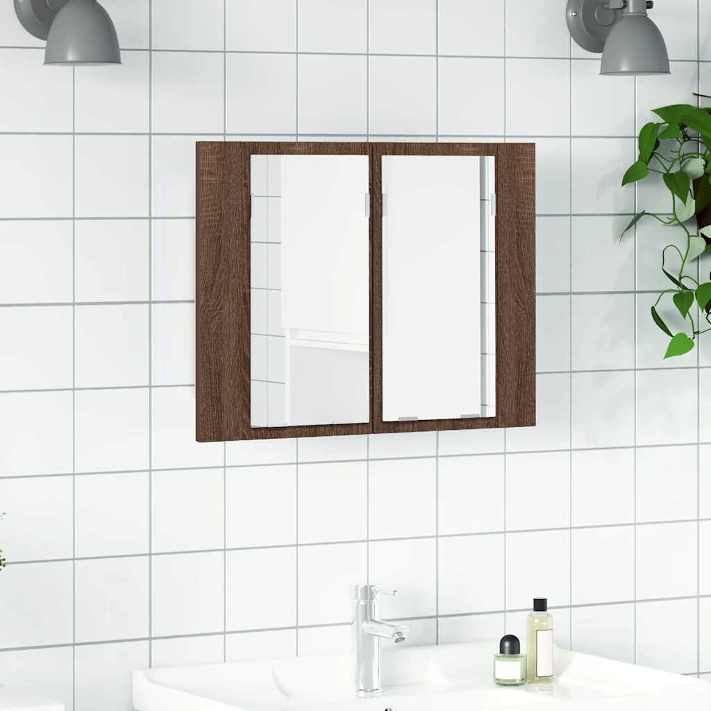 vidaXL Szafka łazienkowa z lustrem, brązowy dąb, 60x12x45 cm
