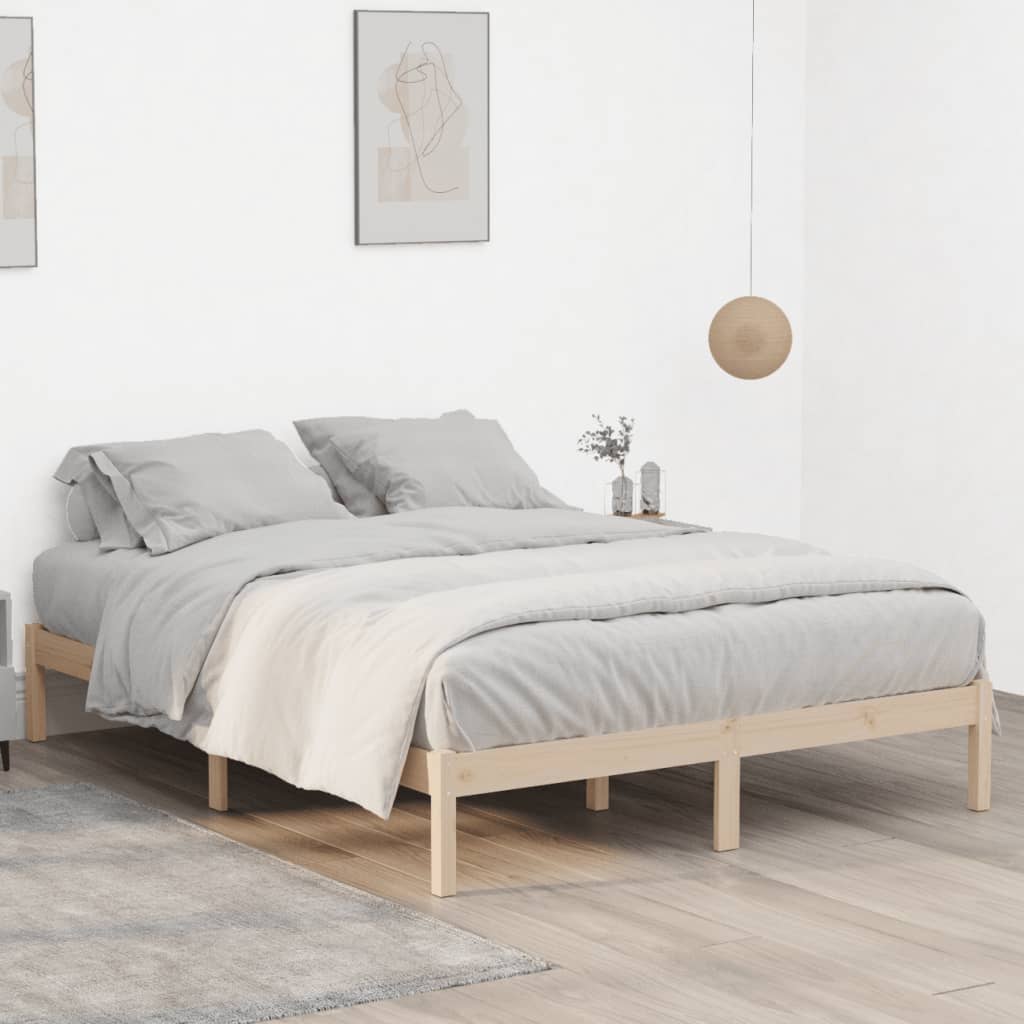 vidaXL Rama łóżka bez materaca, 152x203 cm, lite drewno sosnowe