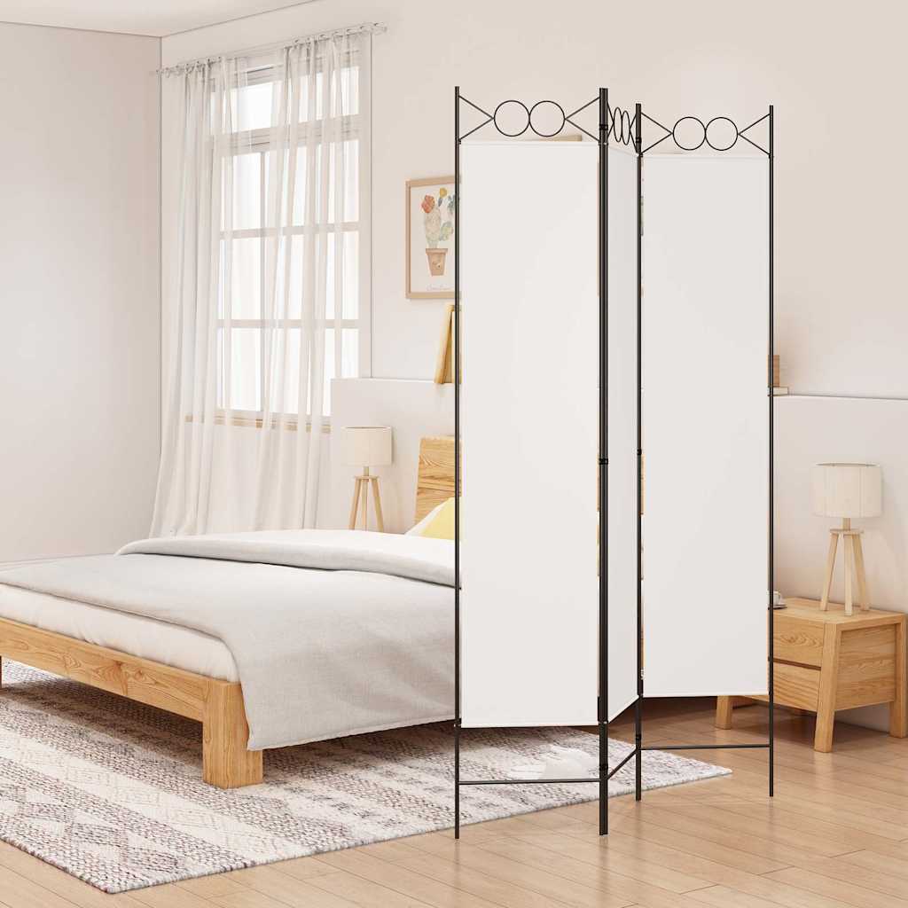 vidaXL Parawan 3-panelowy, biały, 120x200 cm, tkanina