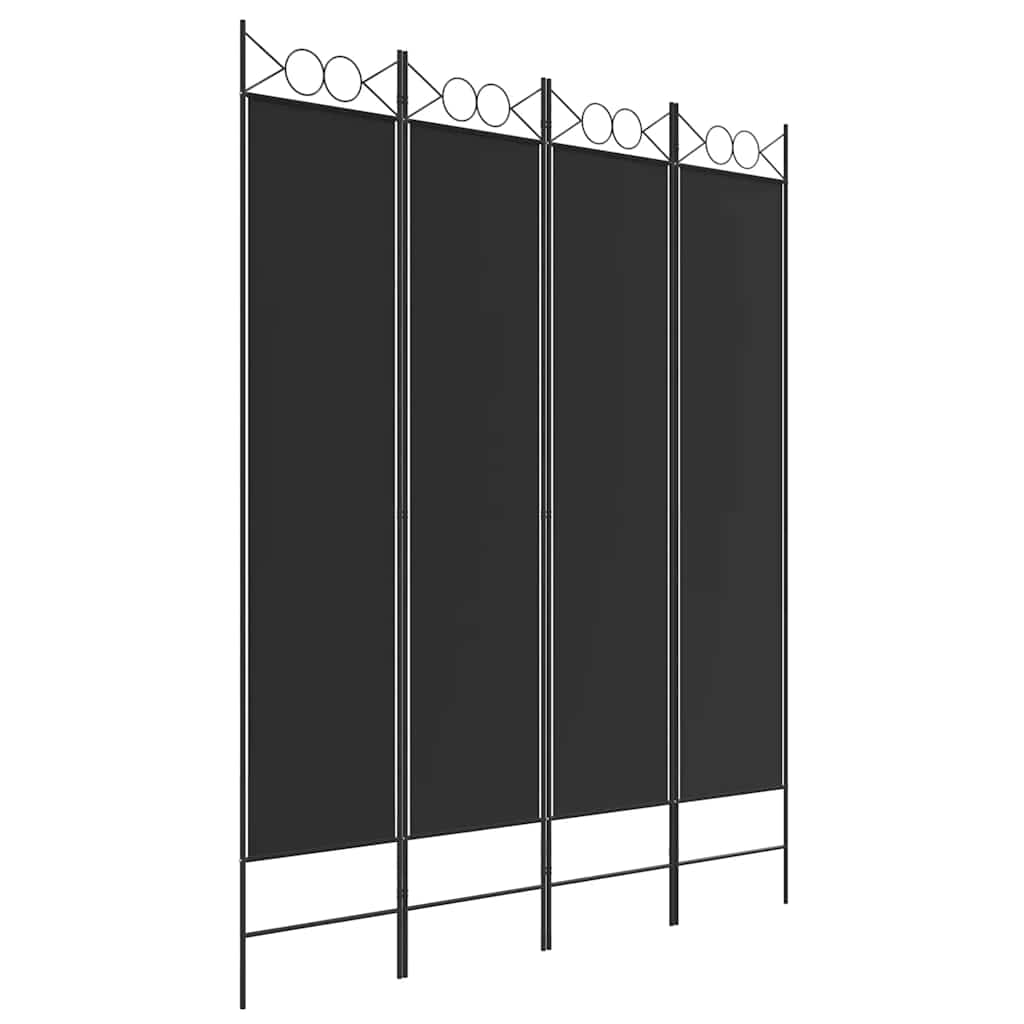 vidaXL Parawan 4-panelowy, czarny, 160x200 cm, tkanina