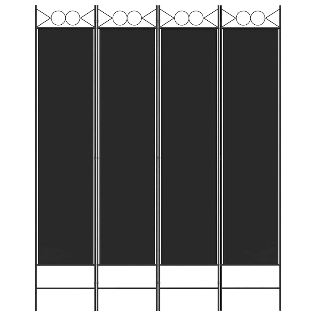 vidaXL Parawan 4-panelowy, czarny, 160x200 cm, tkanina