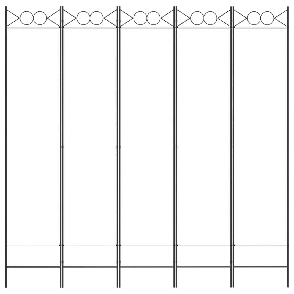 vidaXL Parawan 5-panelowy, biały, 200x200 cm, tkanina