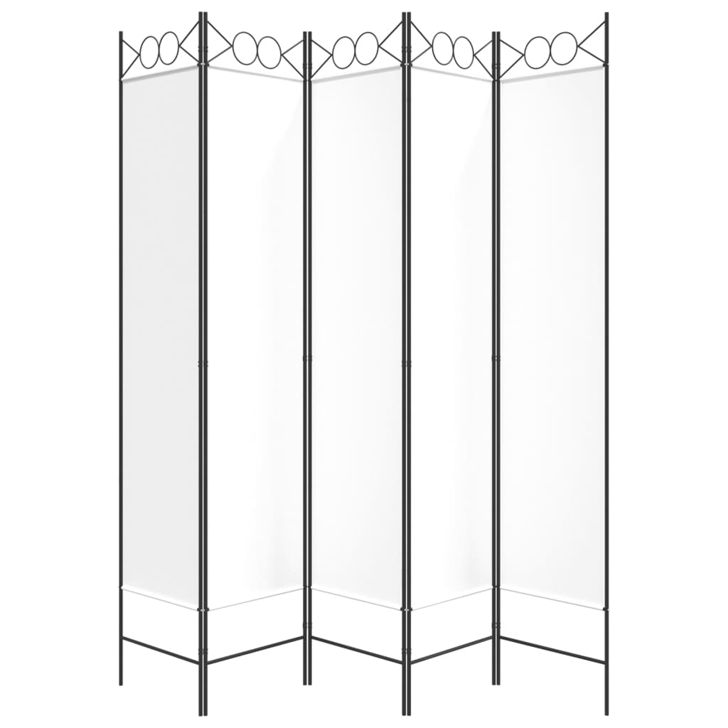 vidaXL Parawan 5-panelowy, biały, 200x200 cm, tkanina