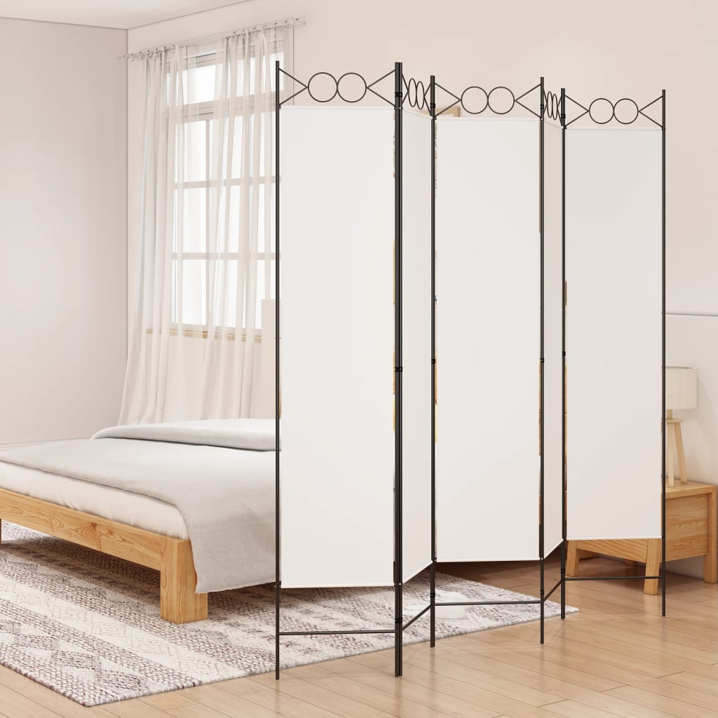 vidaXL Parawan 5-panelowy, biały, 200x200 cm, tkanina
