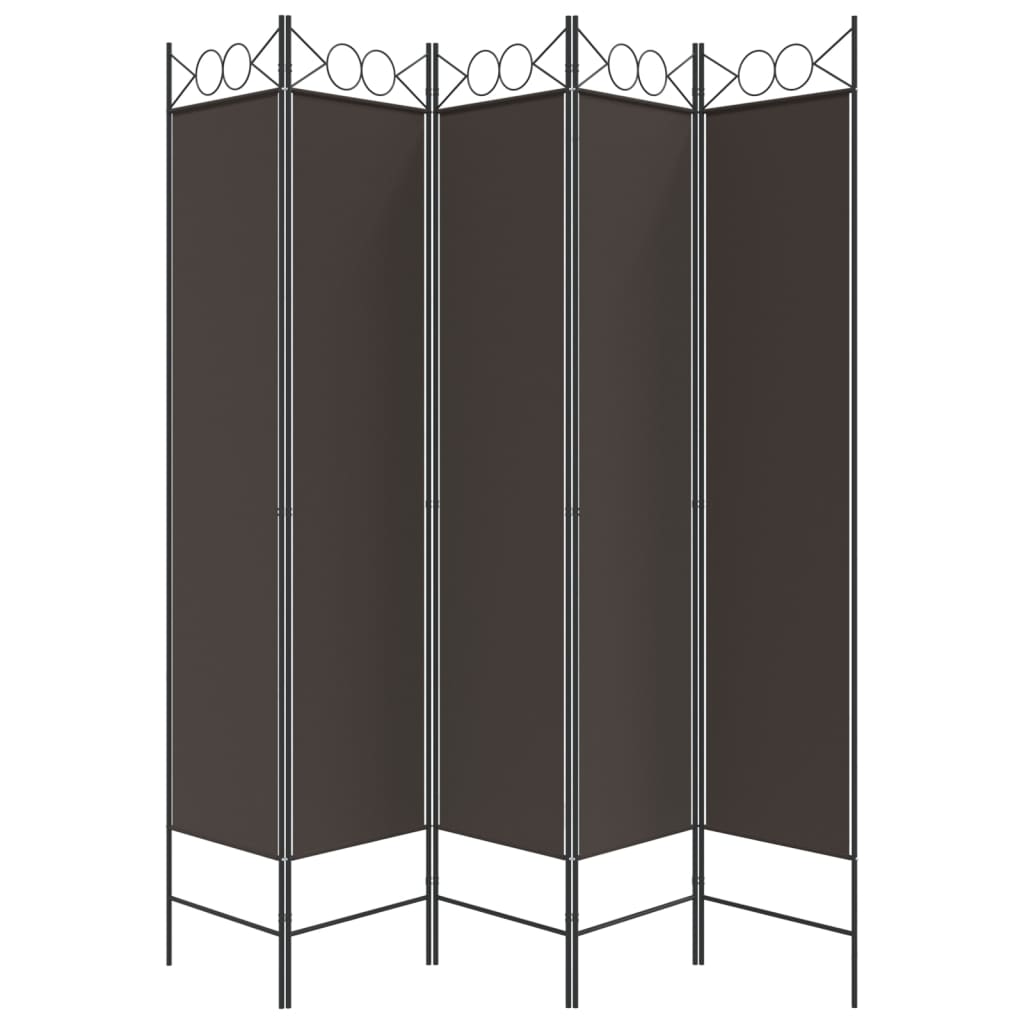 vidaXL Parawan 5-panelowy, brązowy, 200x200 cm, tkanina