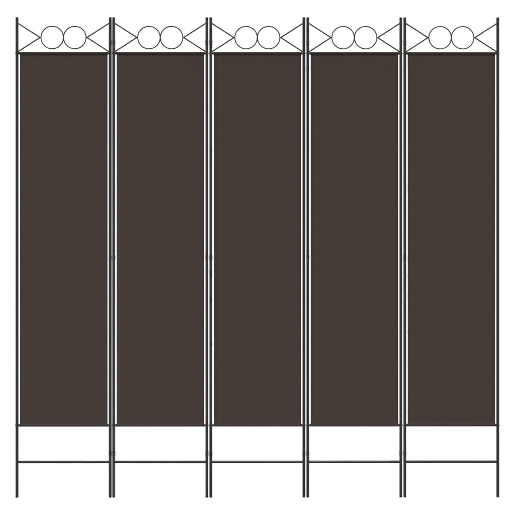 vidaXL Parawan 5-panelowy, brązowy, 200x200 cm, tkanina