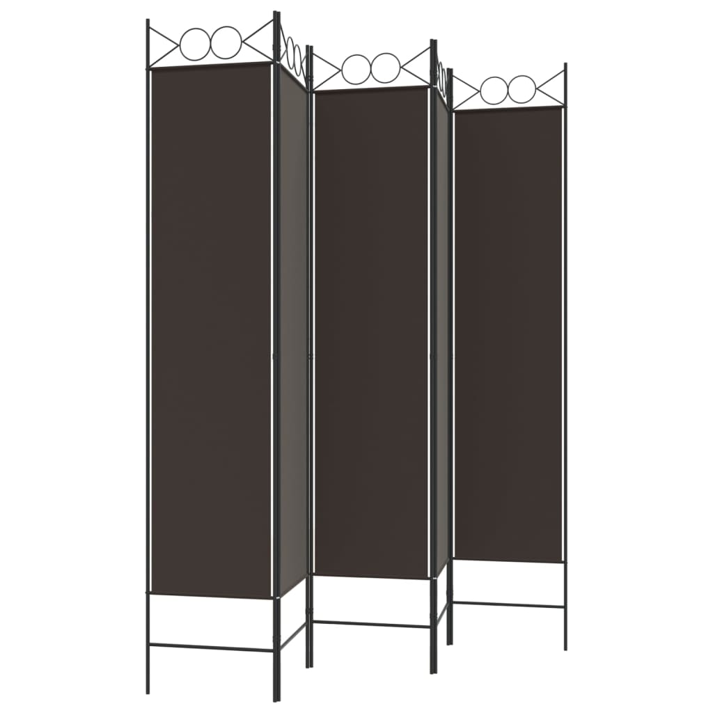 vidaXL Parawan 5-panelowy, brązowy, 200x200 cm, tkanina